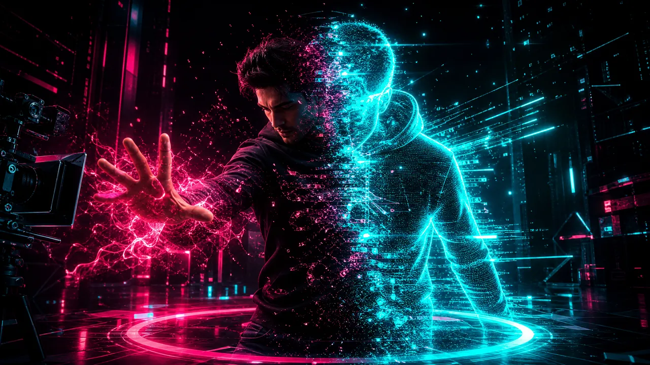 技术流与运镜转场视觉特效专题封面：创作者完成粒子化转场特效